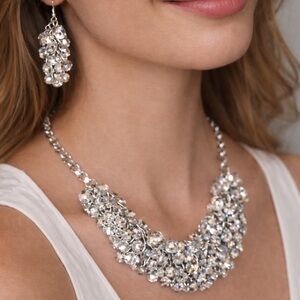 Chunky Cluster Earrings and Necklace Set